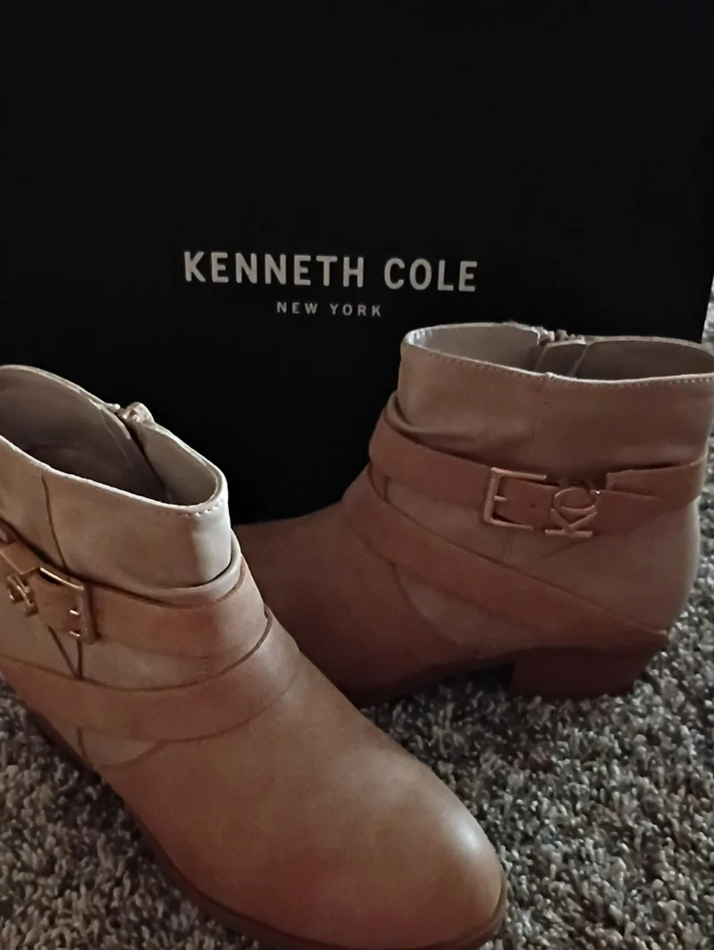 Kenneth Cole Kid's Tan Buckle Ankle Boots